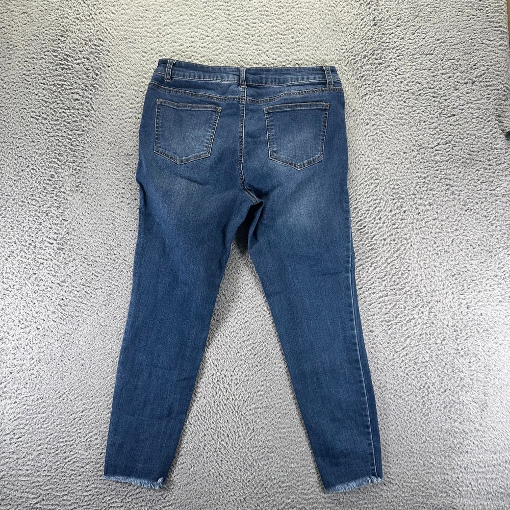 One5One Jeans Women's 14 Blue Cotton Denim Skinny Faded Workwear Travel Stretch - Picture 6 of 10